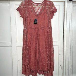 NWT Torrid blush lace buttondress